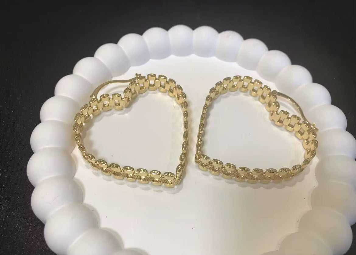 Rolex heart hoop earrings