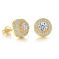 Iced Out CZ 18k Dazzling Stud Earrings, S925 Silver Post, 4 Style Options, Hip Hop Hypoallergenic 4A Cubic Zirconia Bling Studs for Men and Women